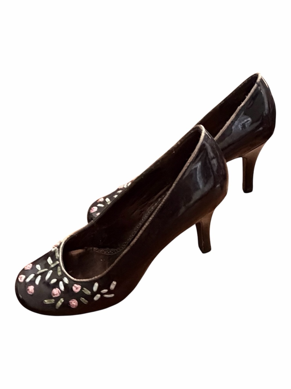Deep Brown Floral Embroidered Women's Steve Madden Pumps